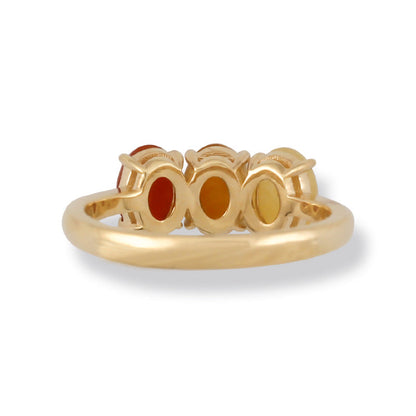 14K YELLOW GOLD RED & YELLOW JADEITE JADE BAND RING UPC #375642