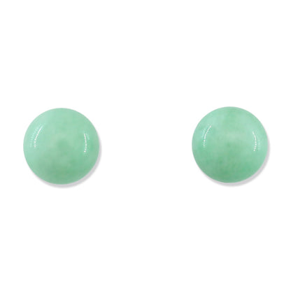 8MM Green Jadeite Jade Ball Stud Earrings in 14K Yellow Gold  | UPC #203624