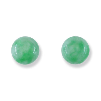 Green Jadeite Jade 8 mm Ball Stud 14K Yellow Gold Earrings jade jewelry
