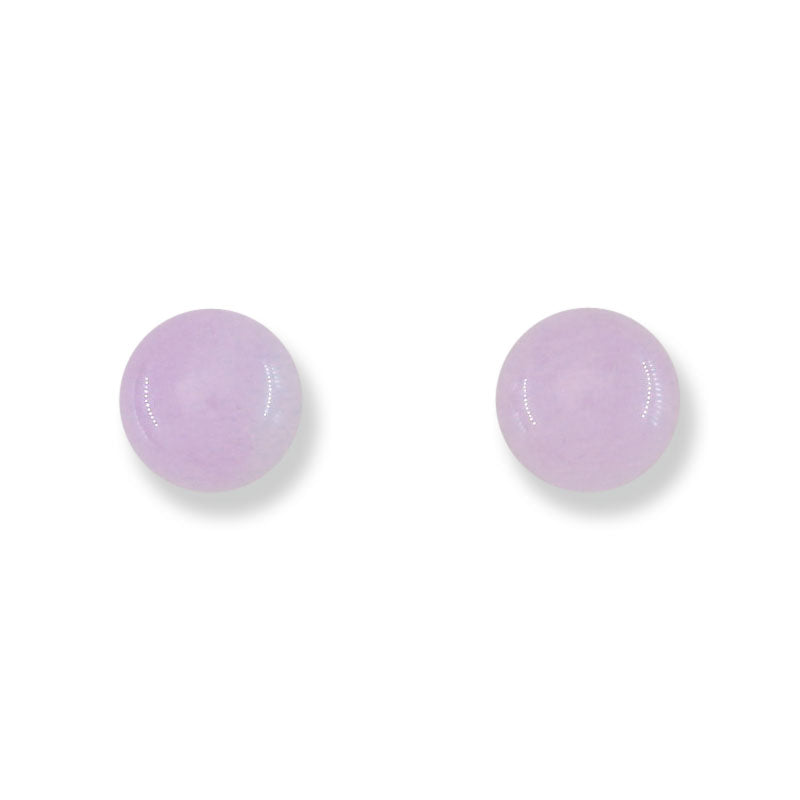 Lavender Jadeite Jade 8.5mm Ball Stud 14K Yellow Gold Earrings jade jewelry