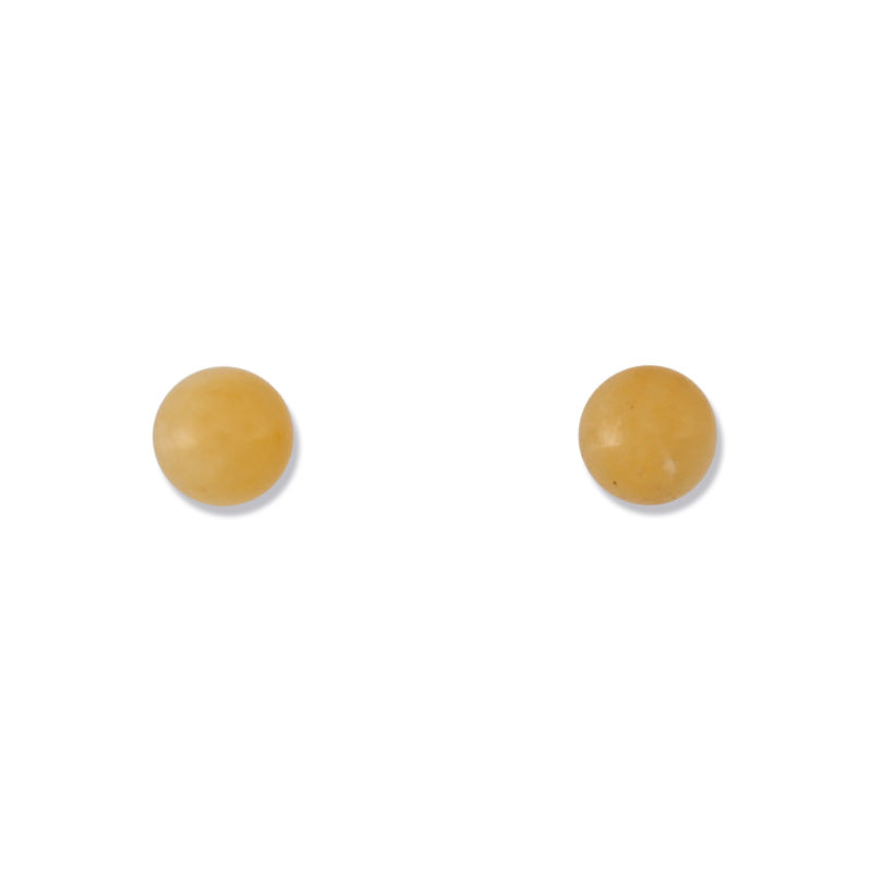 14K YELLOW GOLD  YELLOW JADEITE JADE 5.7MM BALL STUD EARRING UPC #381117