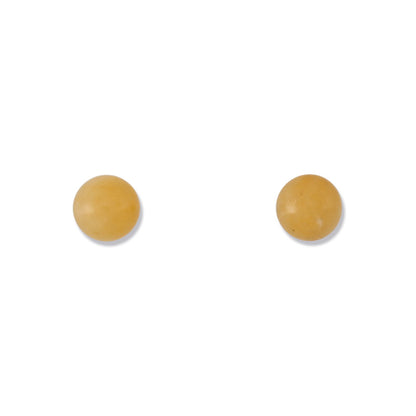 14K YELLOW GOLD  YELLOW JADEITE JADE 5.7MM BALL STUD EARRING UPC #381117