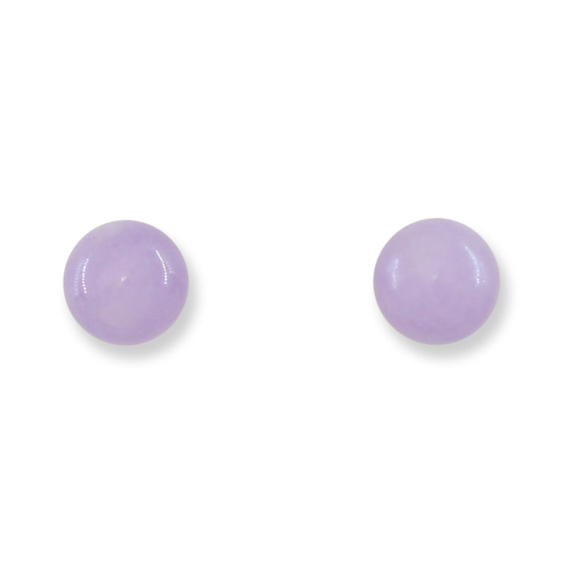 Lavender Jadeite Jade 7MM Ball Stud 14K Yellow Gold Earrings | UPC #405912