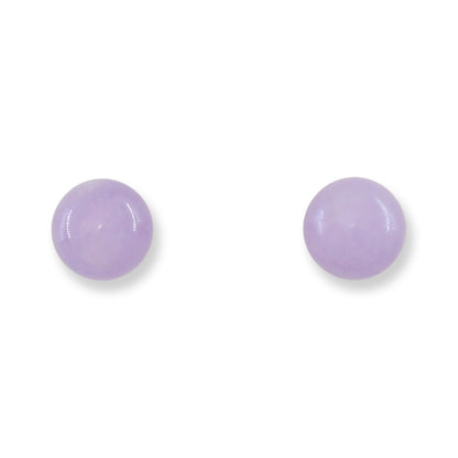 Lavender Jadeite Jade 7MM Ball Stud 14K Yellow Gold Earrings | UPC #405912