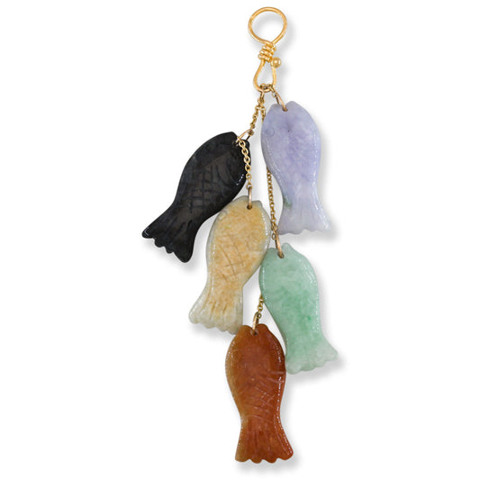 Five Jade Fish Pendant | Rainbow Jadeite Jade Catch of the Day Pendant | UPC #404335