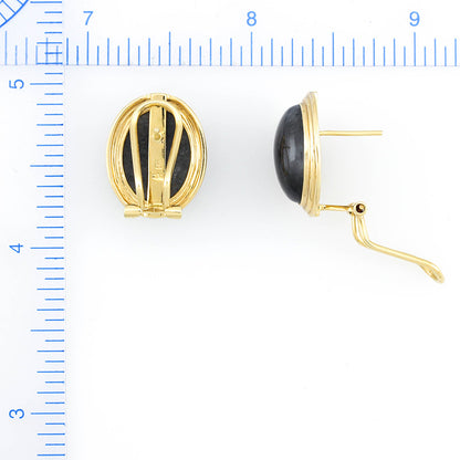 14K YELLOW GOLD GREY JADEITE JADE EARRING UPC #326354