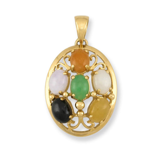 Rainbow Jadeite Jade 14K Yellow Gold Pendant | UPC #356863