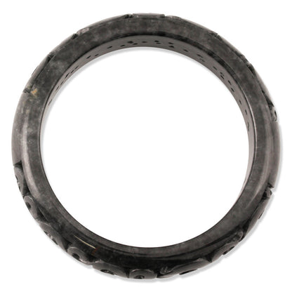 Grey Jadeite Jade Carved Half Round Bangle 62.5mm | UPC #366916