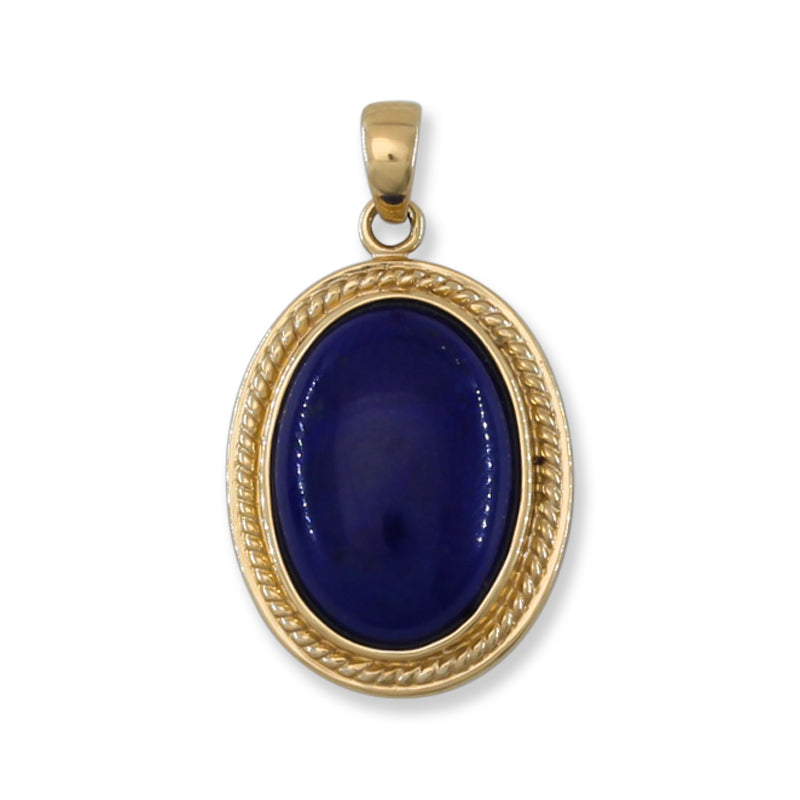 OVAL LAPIS WITH A 14K YELLOW GOLD ROPE BEZEL PENDANT UPC #173514