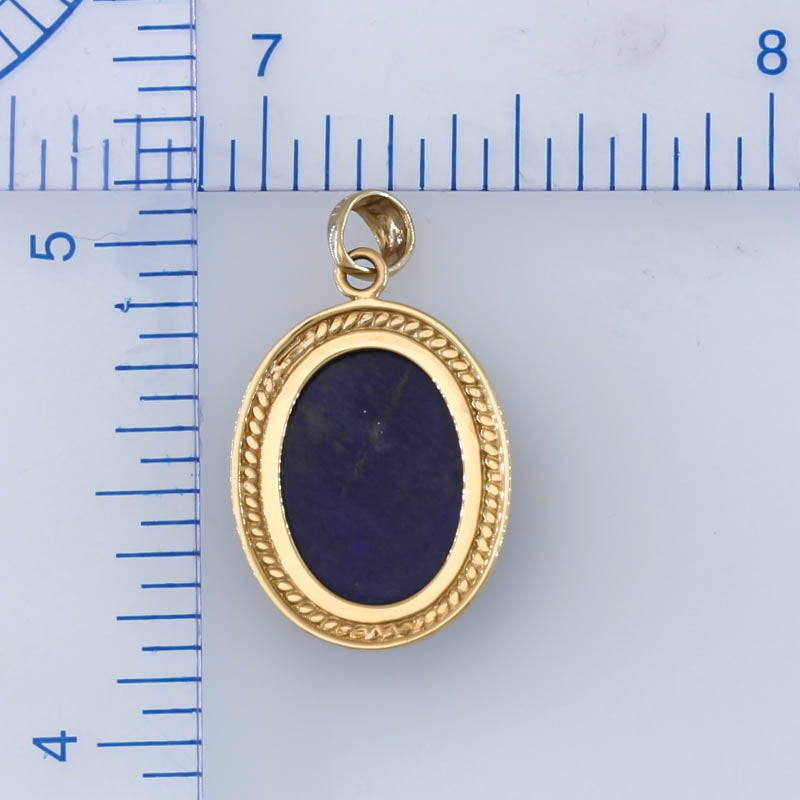 OVAL LAPIS WITH A 14K YELLOW GOLD ROPE BEZEL PENDANT UPC #173514
