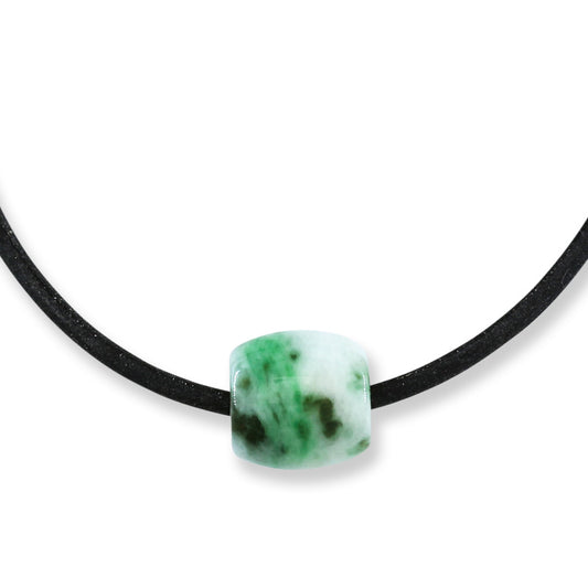 Green Jadeite Jade Barrel Slide Necklace | UPC #398313