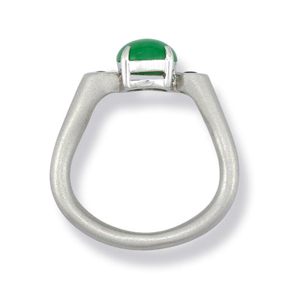 18K White Gold Green Jadeite Jade and Diamond Ring | UPC #272347