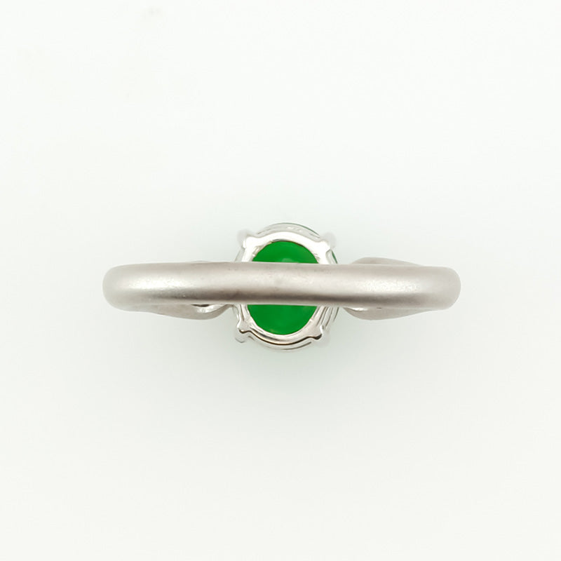 18K White Gold Green Jadeite Jade and Diamond Ring | UPC #272347