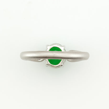 18K White Gold Green Jadeite Jade and Diamond Ring | UPC #272347