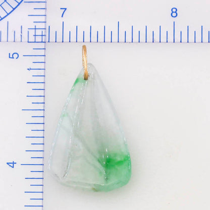 Green and White Jadeite Jade Carved 14K Yellow Gold Pendant | UPC #045408