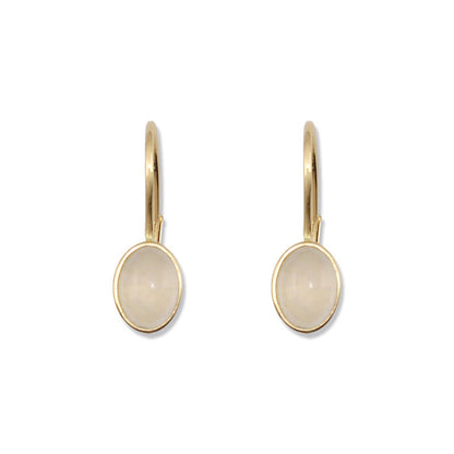 Ice Jadeite Jade 14k Yellow Gold Oval Drop Earring | UPC #373624