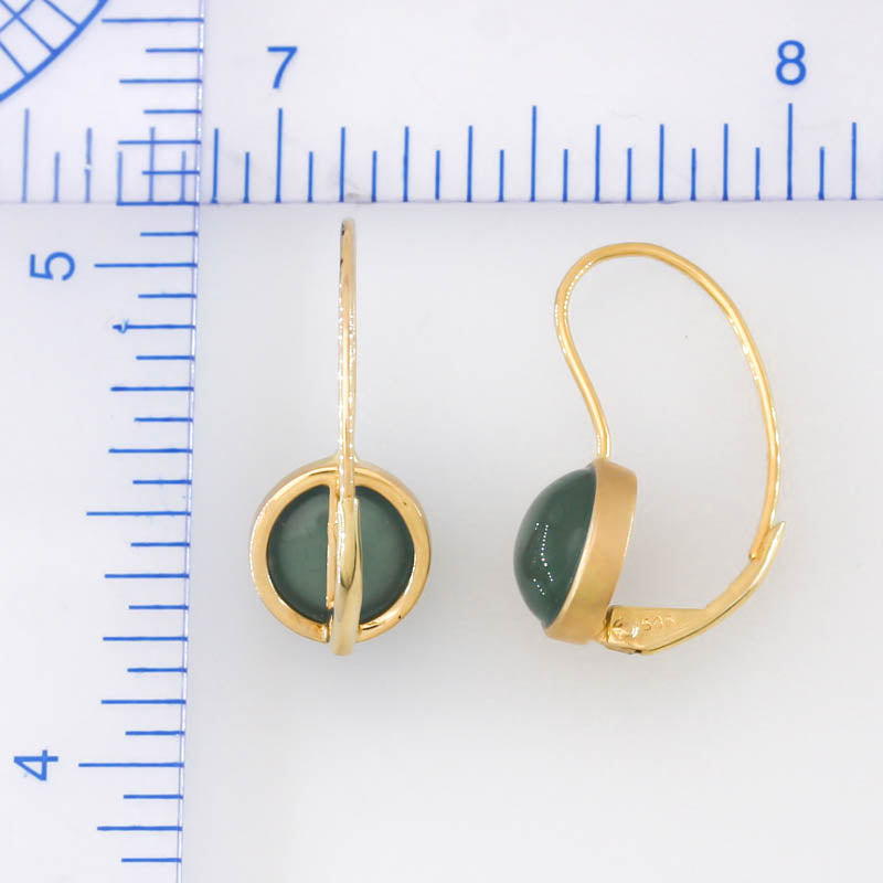 Blue Green Guatemalan Jadeite Jade Oval Drop Earring In 14K Yellow Gold jade jewelry