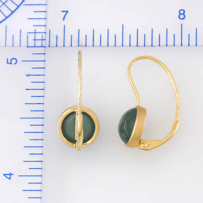 Blue Green Guatemalan Jadeite Jade Oval Drop Earring In 14K Yellow Gold jade jewelry