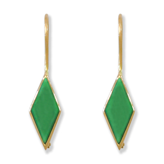 Green Jadeite Jade 14k Yellow Gold Drop Earring | UPC #402256