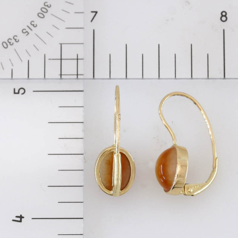 Red Jadeite Jade 14k Yellow Gold Oval Drop Earring | UPC #401839