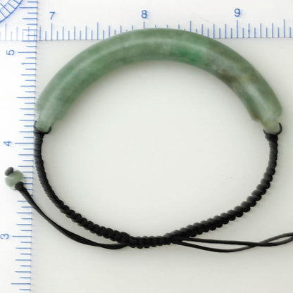 GREEN JADEITE JADE CYLINDRICAL ARC ADJUSTABLE BRACELET UPC #352483