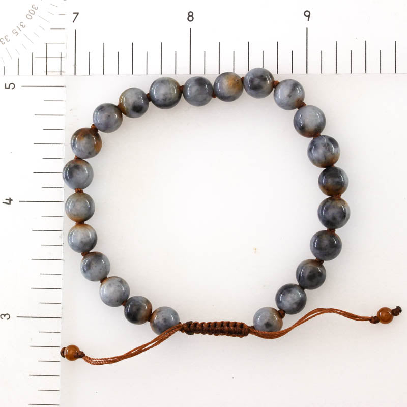 Grey and Red Jadeite Jade Adjustable Bead Bracelet for Men and Women | UPC #407930