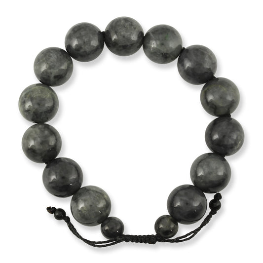 Grey Jadeite Jade Adjustable Bead Bracelet | UPC #378964
