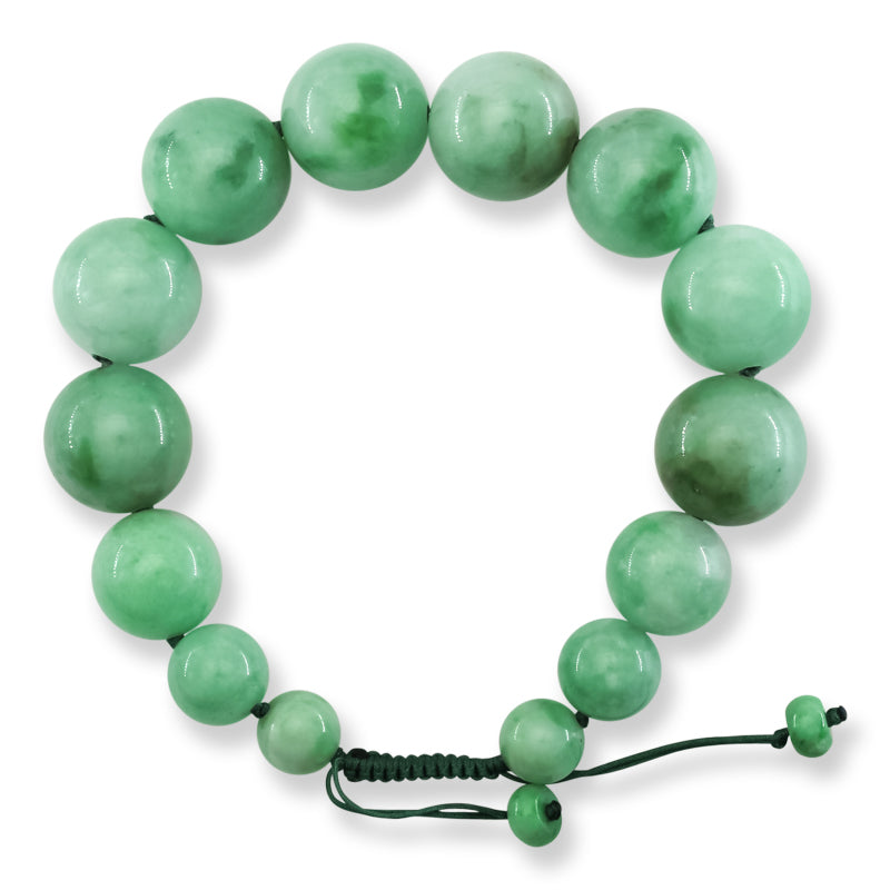 Green Jadeite Jade Adjustable Bead Bracelet for Men and Women | UPC #409132