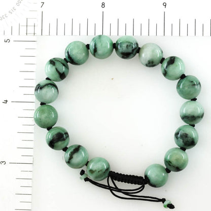 Green Jadeite Jade Adjustable Bead Bracelet for Men and Women | UPC #390928