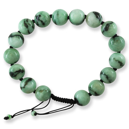 Green Jadeite Jade Adjustable Bead Bracelet for Men and Women | UPC #390928