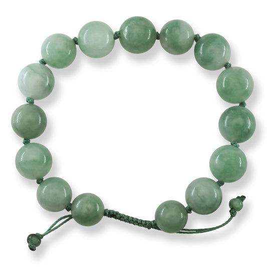 Green Jadeite Jade Adjustable Bead Bracelet for Men and Women | UPC #370104