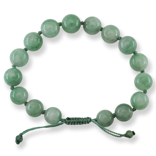 Green Jadeite Jade Adjustable Bead Bracelet for Men and Women | UPC #390911