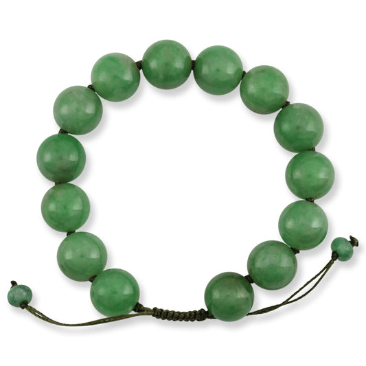 Handmade Stretch Jade Bracelet - 7.5 Inch Round Beaded Green Jade Friendship Jewelry