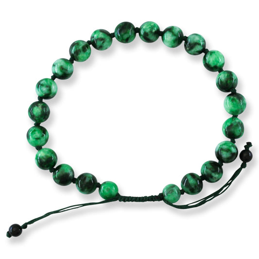 Adjustable Green Jadeite Jade Bead Bracelet | UPC #346253