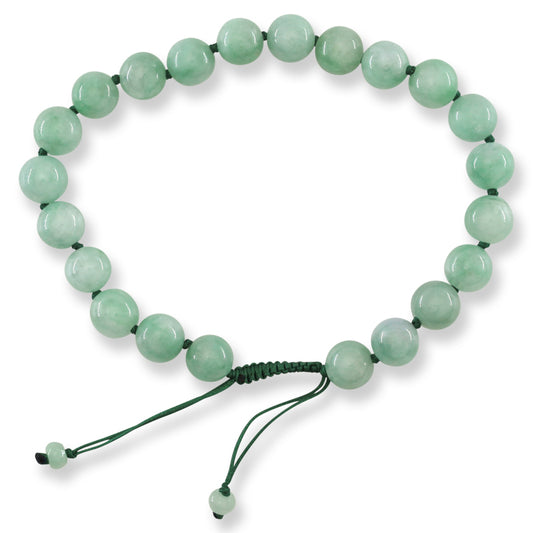 Green Jadeite Jade Adjustable Bead Bracelet for Men and Women | UPC #408029