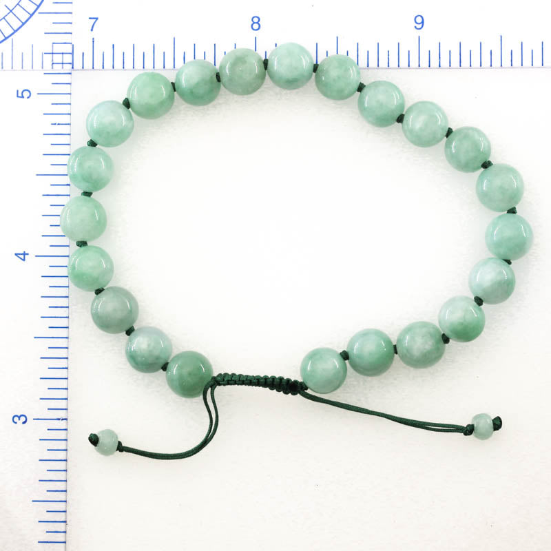 Green Jadeite Jade Adjustable Bead Bracelet for Men and Women | UPC #408029