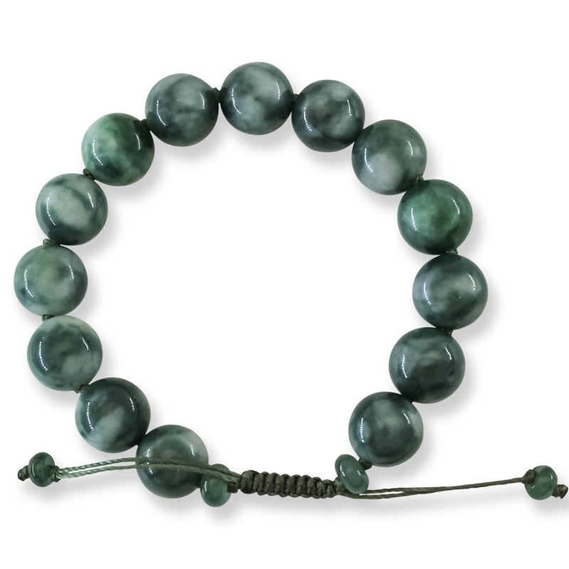 Green Jadeite Jade Adjustable Bead Bracelet for Men and Women | UPC #391574
