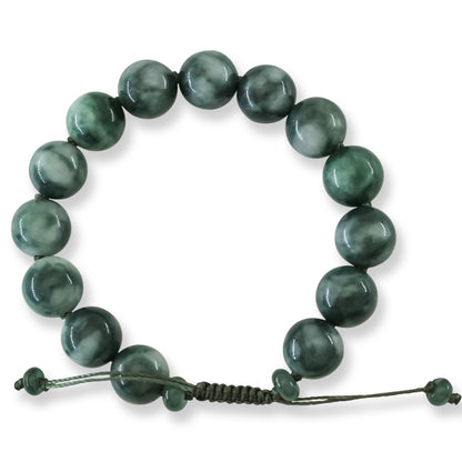 Green Jadeite Jade Adjustable Bead Bracelet for Men and Women | UPC #391574