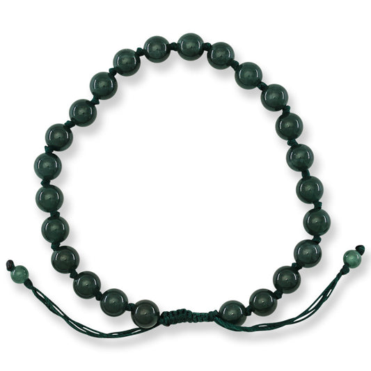 Adjustable Blue-Green Jadeite Jade Bead Bracelet | UPC #398122