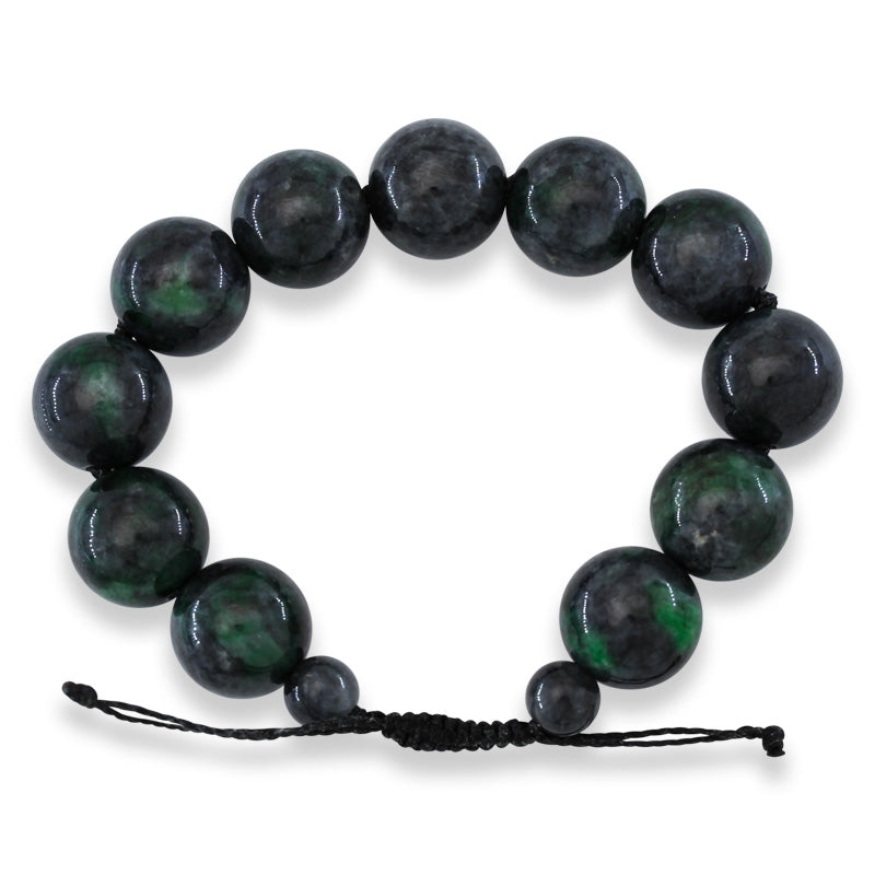 Green and Grey Jadeite Jade Adjustable Bead Bracelet | UPC #400962