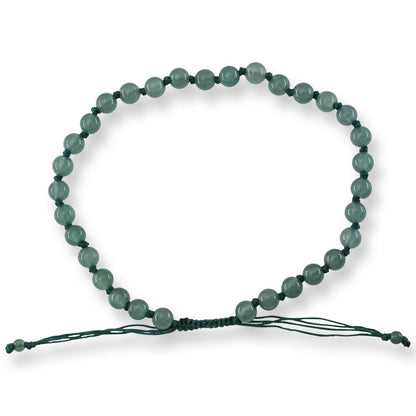 Adjustable Blue-Green Jadeite Jade Bead Bracelet | UPC #397026