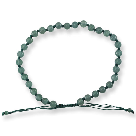 Adjustable Blue-Green Jadeite Jade Bead Bracelet | UPC #397026