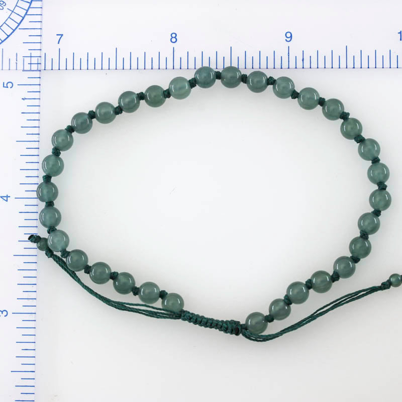 Adjustable Blue-Green Jadeite Jade Bead Bracelet | UPC #397026
