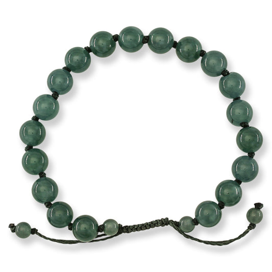 Adjustable Blue-Green Jadeite Jade Bead Bracelet for Men and Women | UPC #398160