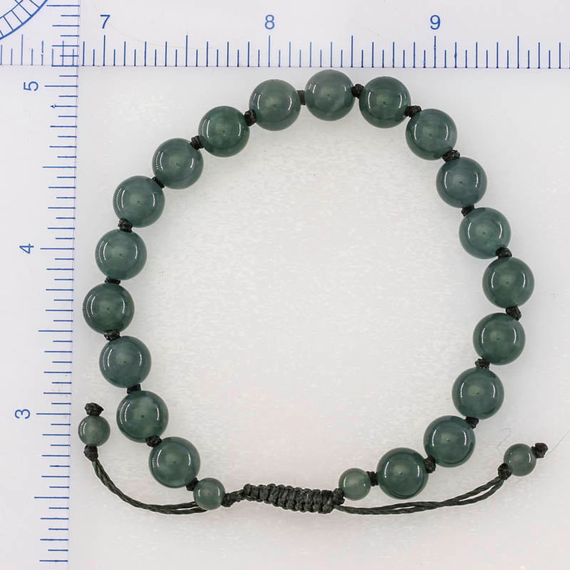 Adjustable Blue-Green Jadeite Jade Bead Bracelet for Men and Women | UPC #398160