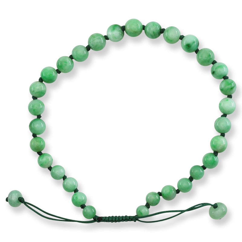 Green Jadeite Jade Adjustable Bead Bracelet for Men and Women | UPC #409101