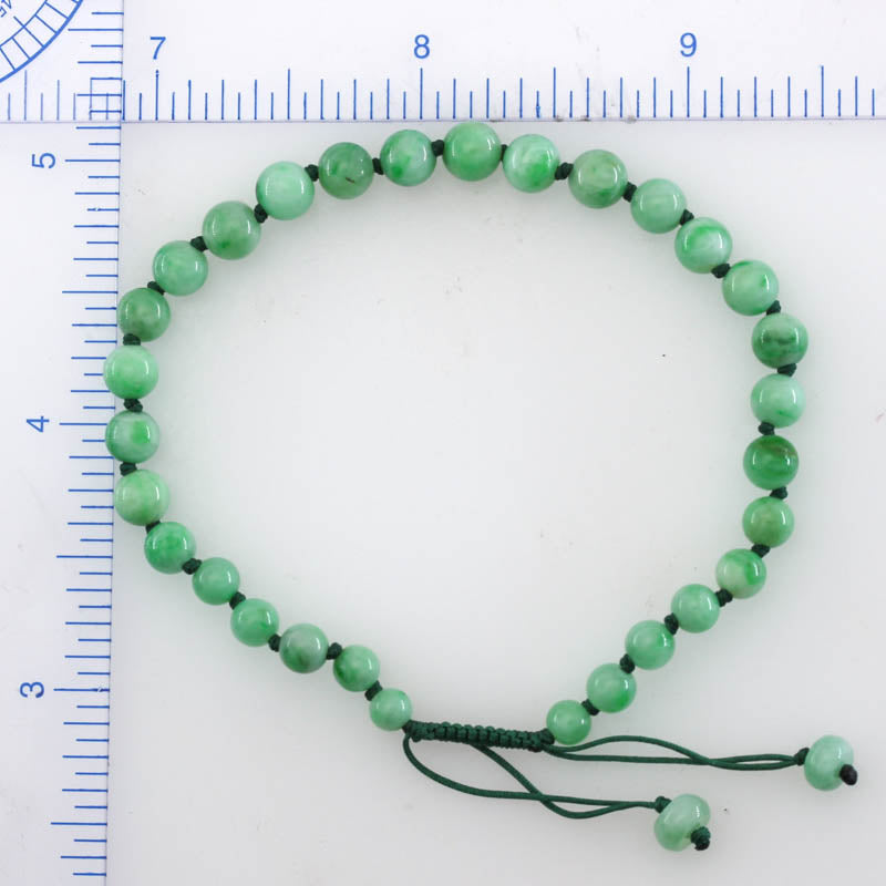 Green Jadeite Jade Adjustable Bead Bracelet for Men and Women | UPC #409101