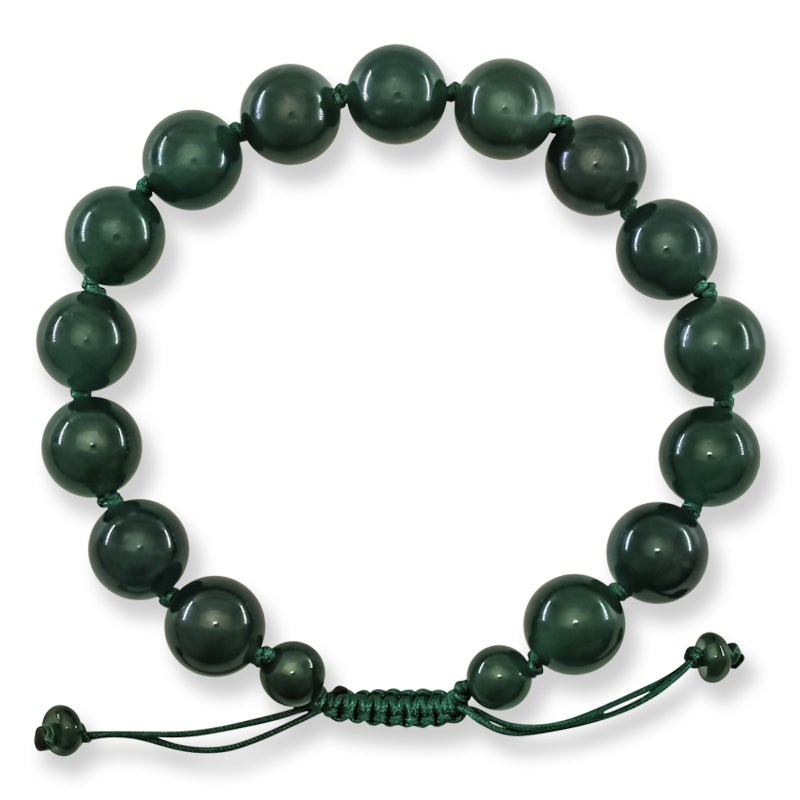 Blue Green Jadeite Jade Adjustable Bead Bracelet for Men and Women | UPC #409095