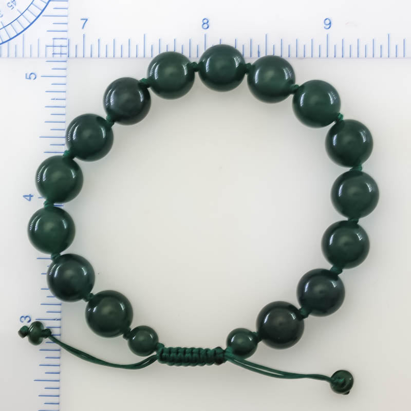 Blue Green Jadeite Jade Adjustable Bead Bracelet for Men and Women | UPC #409095