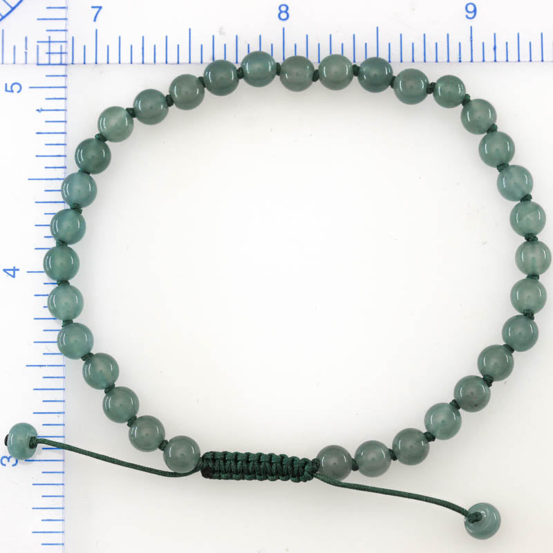 Adjustable Blue-Green Jadeite Jade Bead Bracelet | UPC #405226